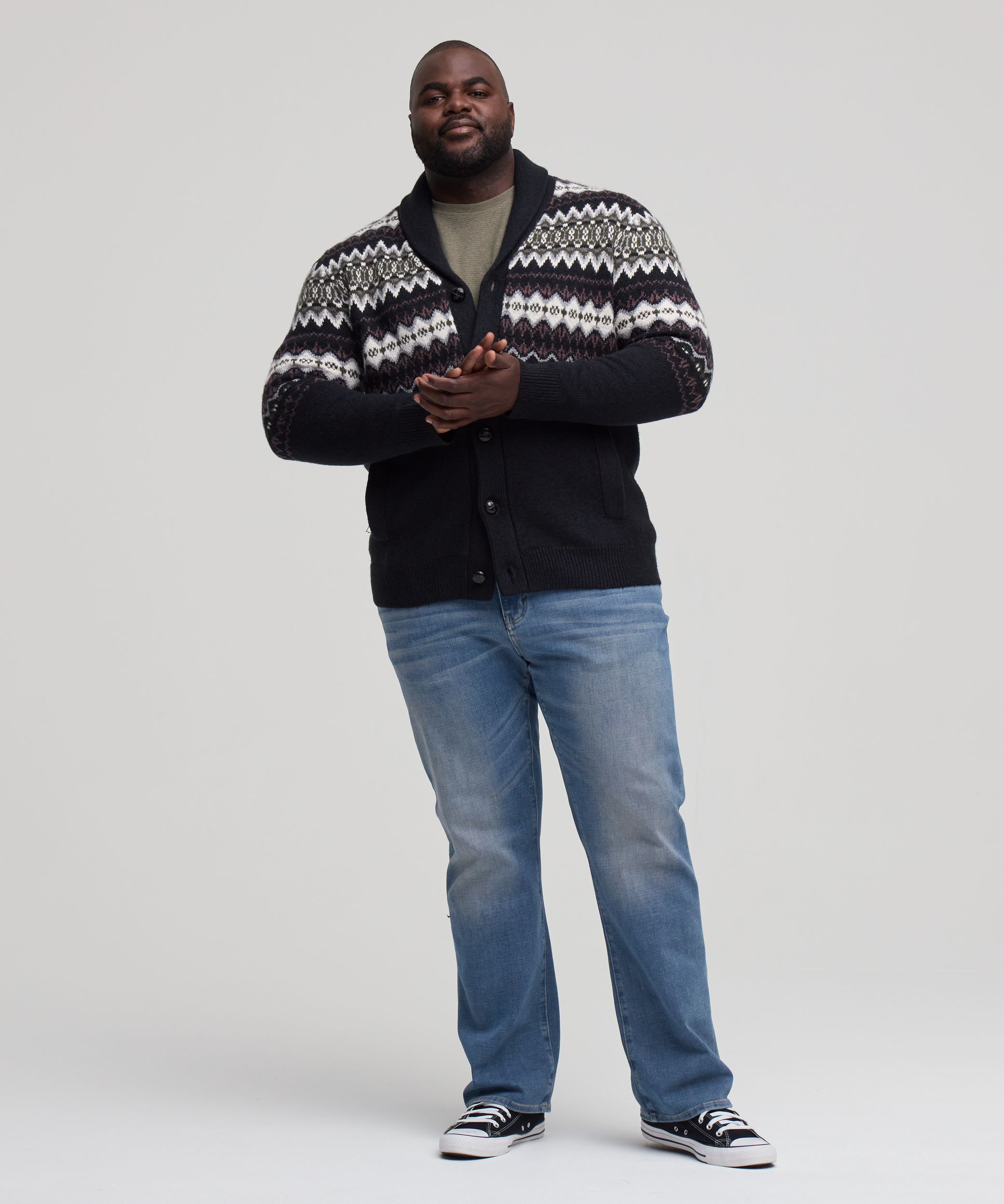 WindRiver Men's Fair Isle Cardigan Sweater