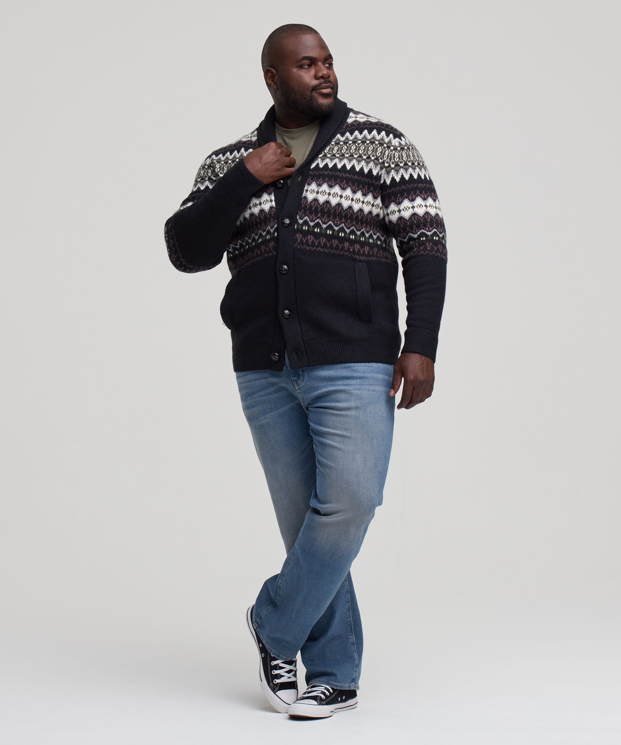 WindRiver Men's Fair Isle Cardigan Sweater