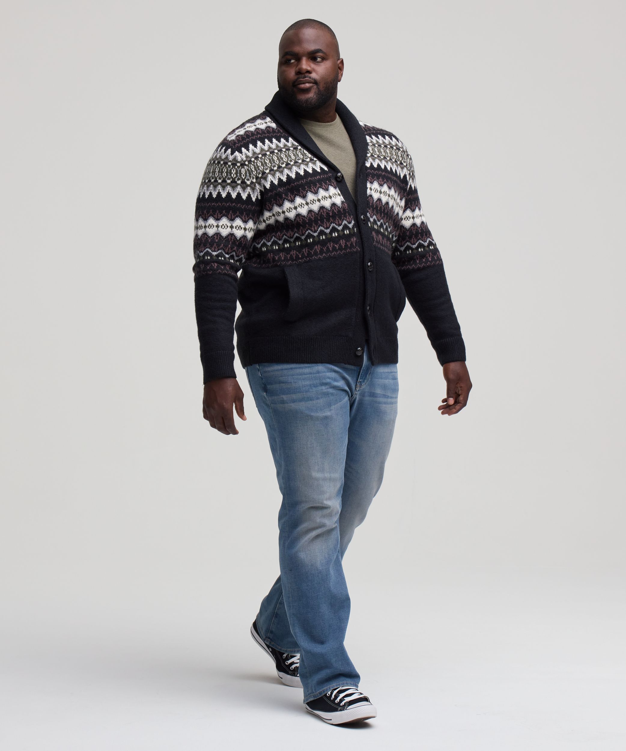 WindRiver Men's Fair Isle Cardigan Sweater