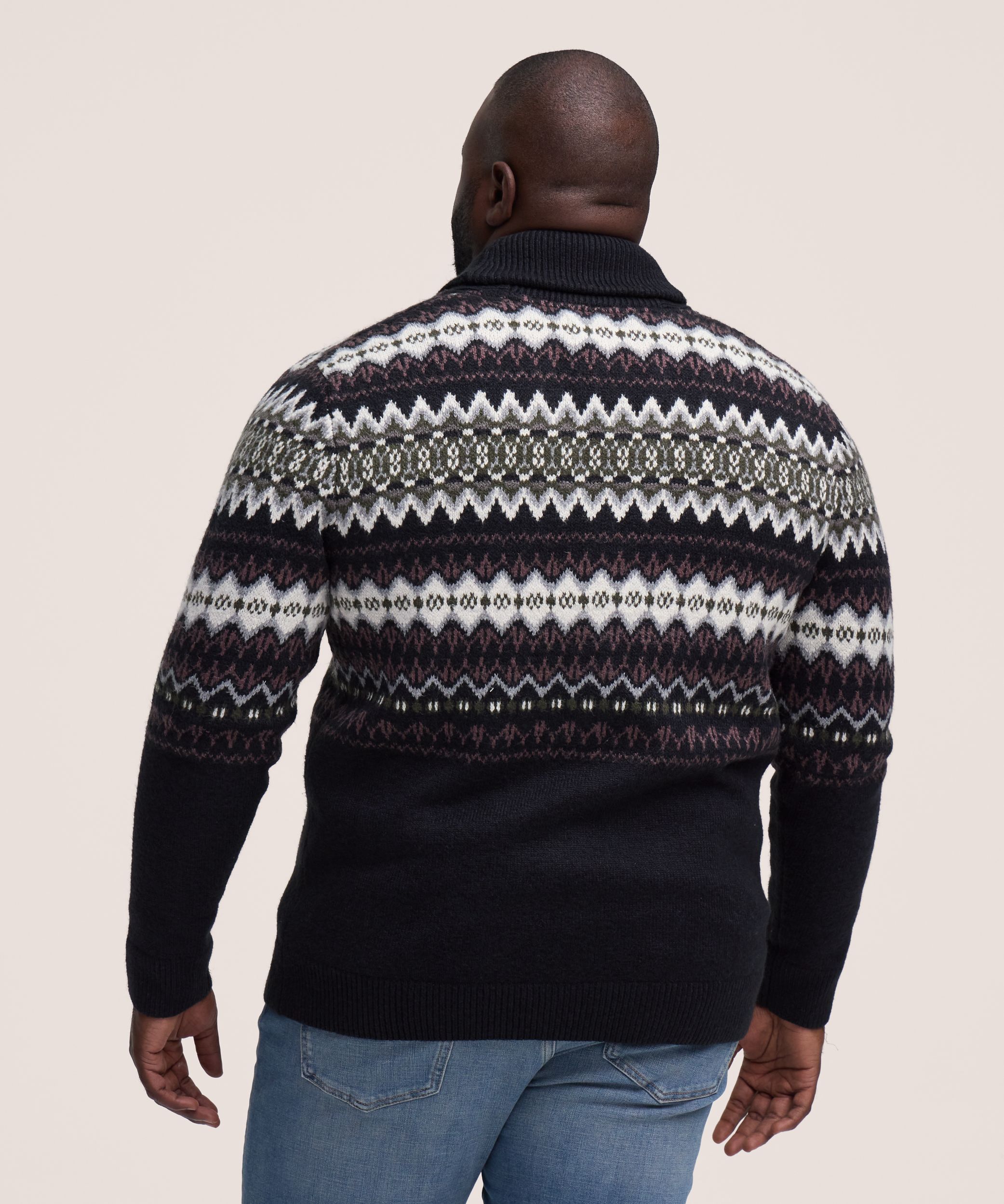 WindRiver Men's Fair Isle Cardigan Sweater
