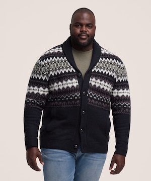 WindRiver Men's Fair Isle Cardigan Sweater