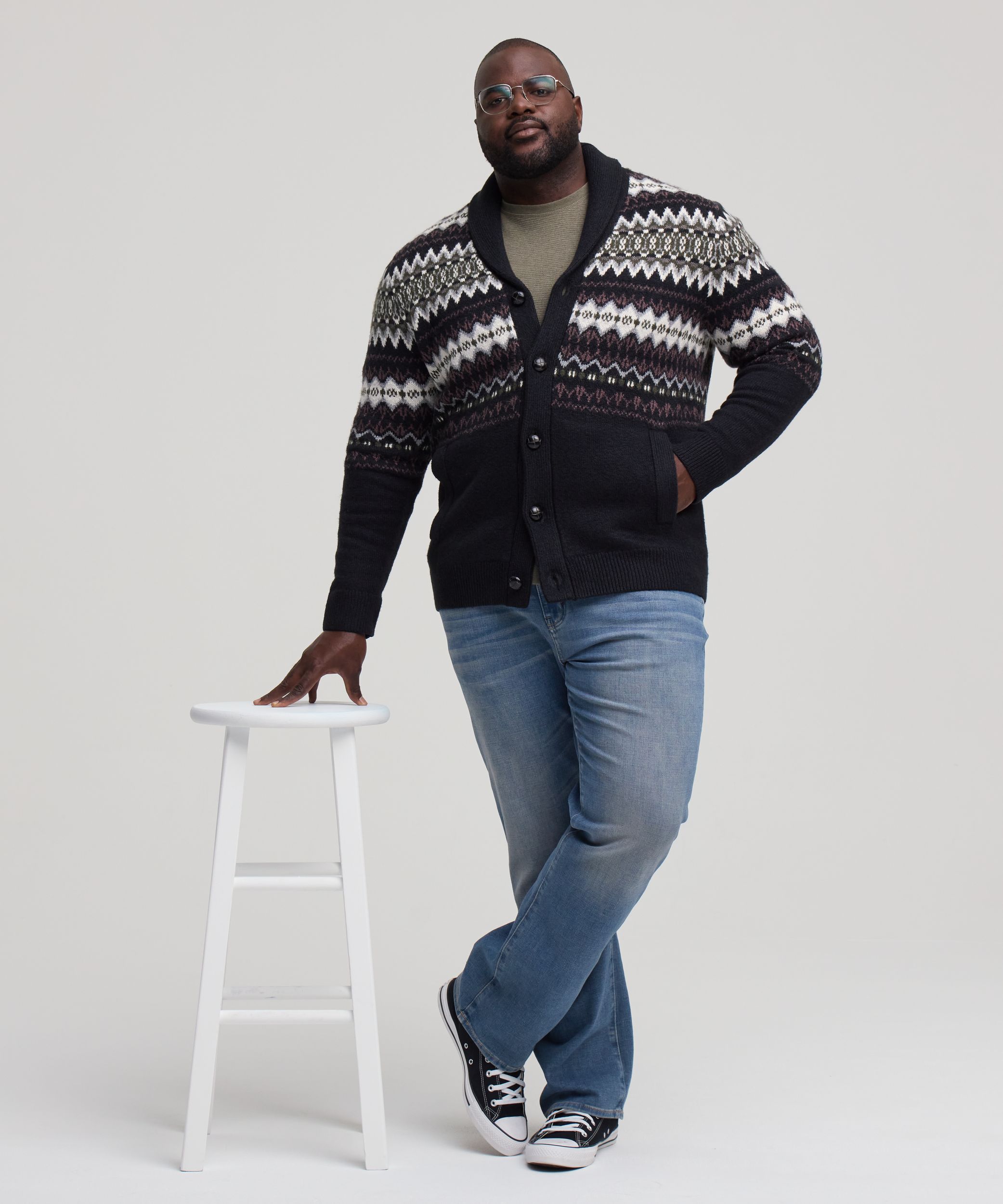 WindRiver Men's Fair Isle Cardigan Sweater