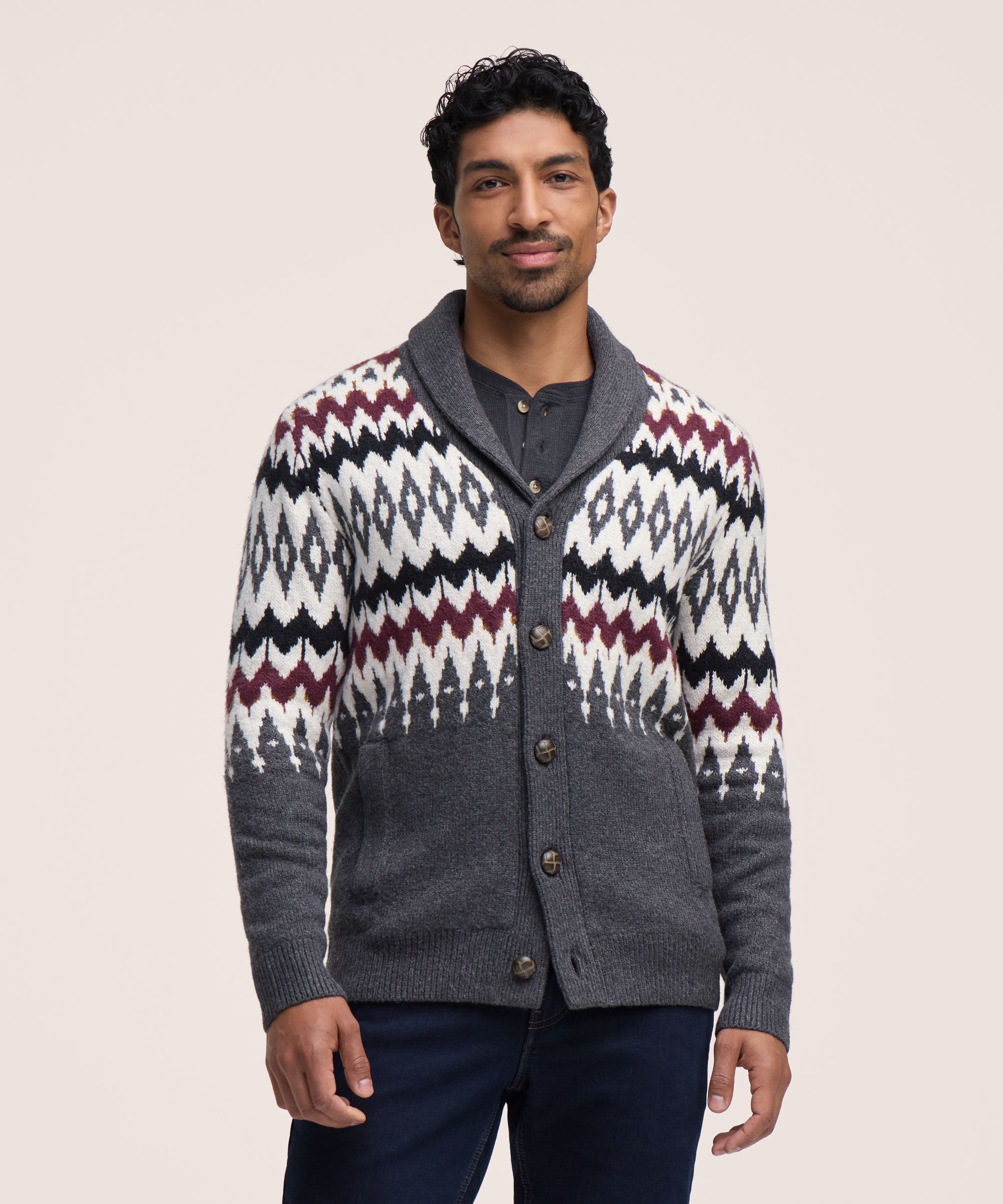 Cardigan à motif jacquard pour hommes, WindRiver