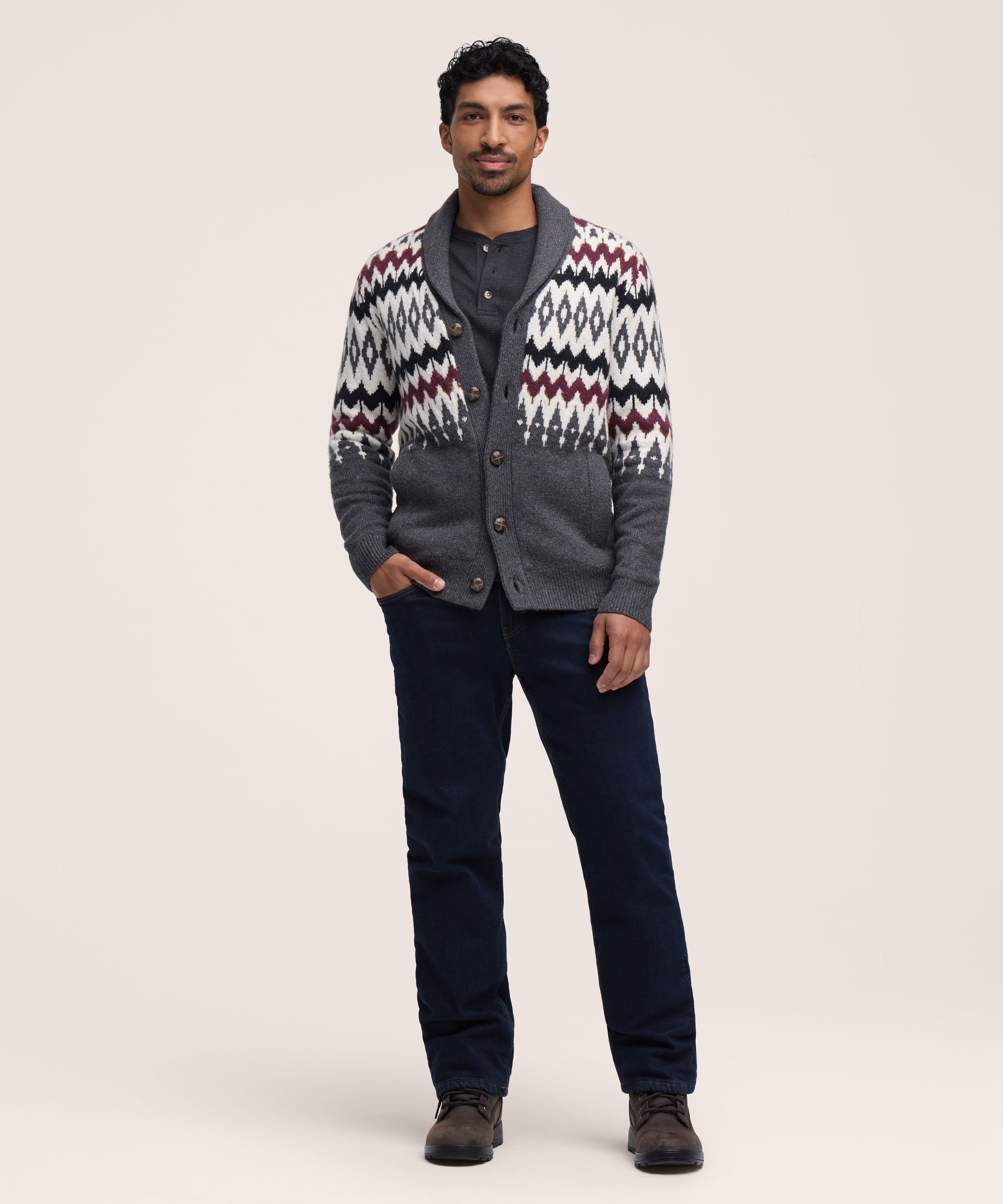 Cardigan à motif jacquard pour hommes, WindRiver