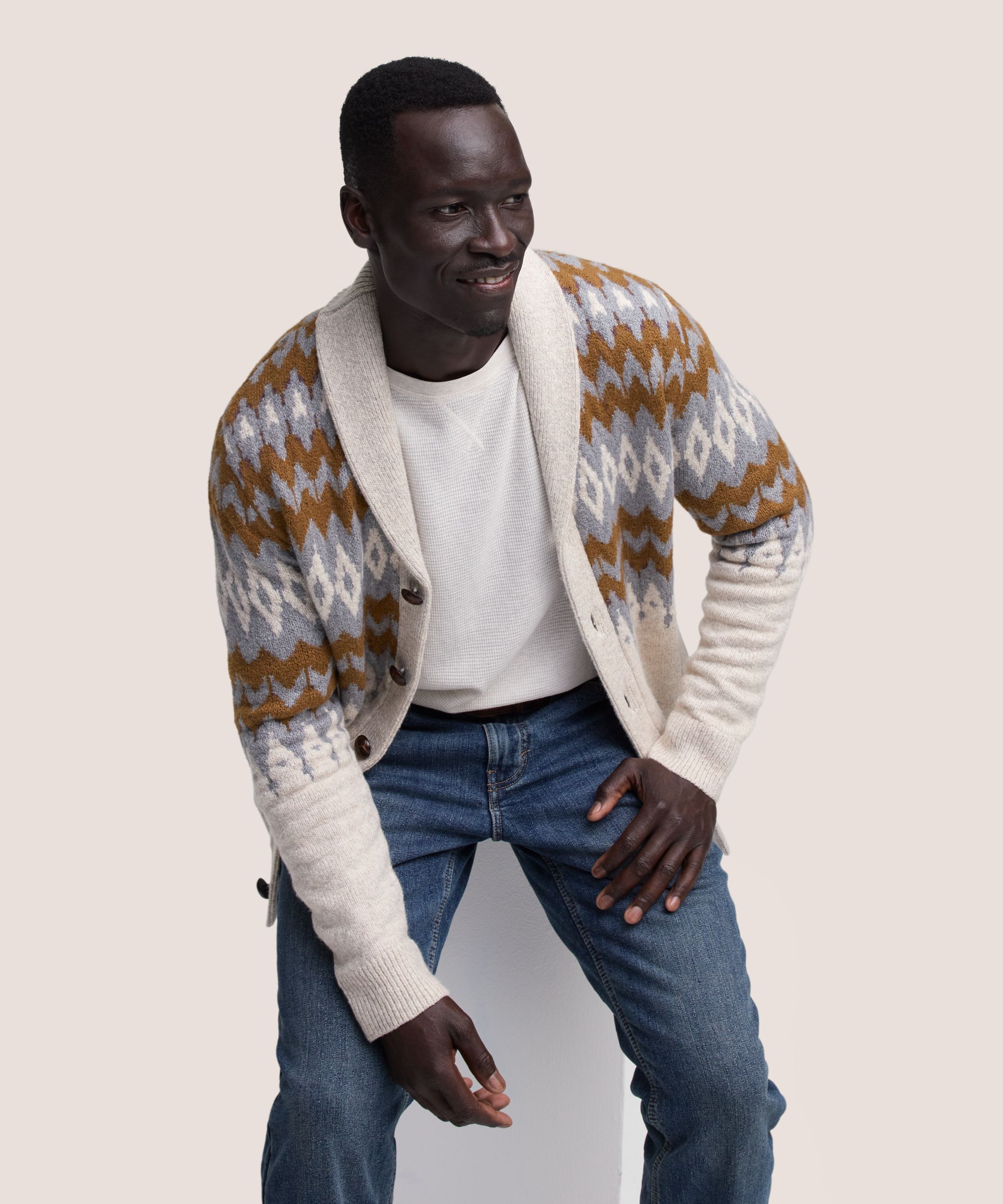 Cardigan à motif jacquard pour hommes, WindRiver