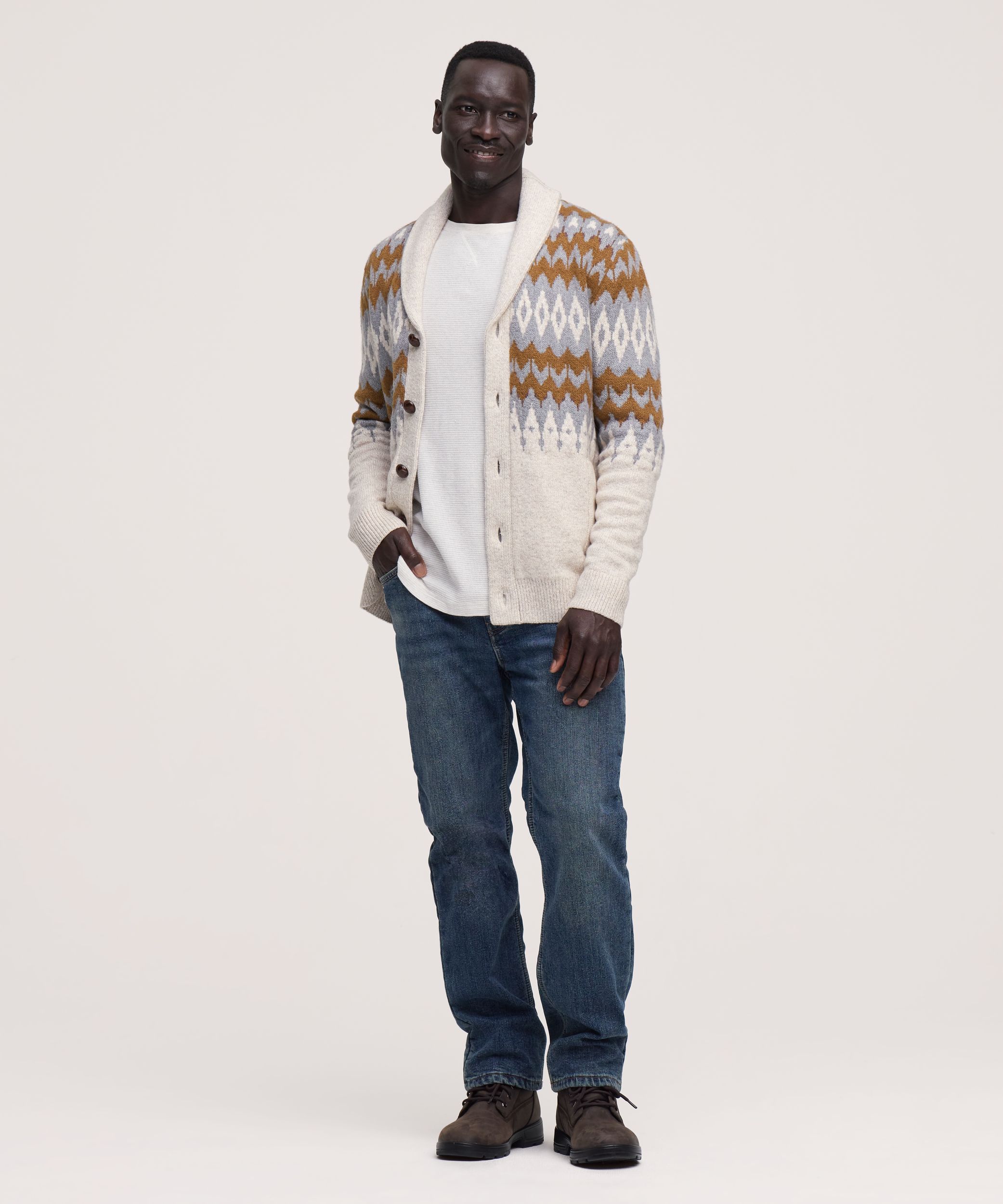 Cardigan à motif jacquard pour hommes, WindRiver