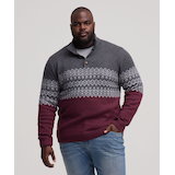 Chandail à motif jacquard avec col cheminée et fermeture à boutons&nbsp;1/4 pour hommes, WindRiver Front_Flat