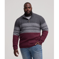 Chandail à motif jacquard avec col cheminée et fermeture à boutons&nbsp;1/4 pour hommes, WindRiver