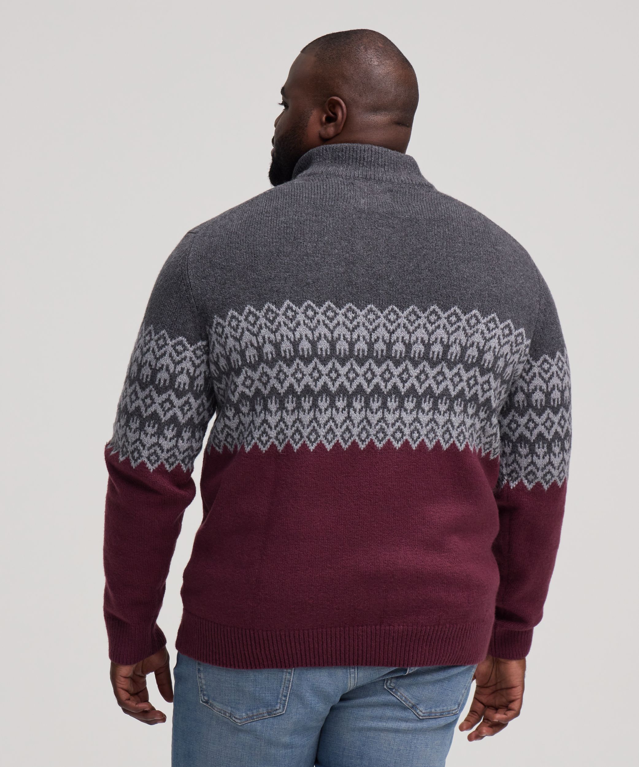 Chandail à motif jacquard avec col cheminée et fermeture à boutons&nbsp;1/4 pour hommes, WindRiver