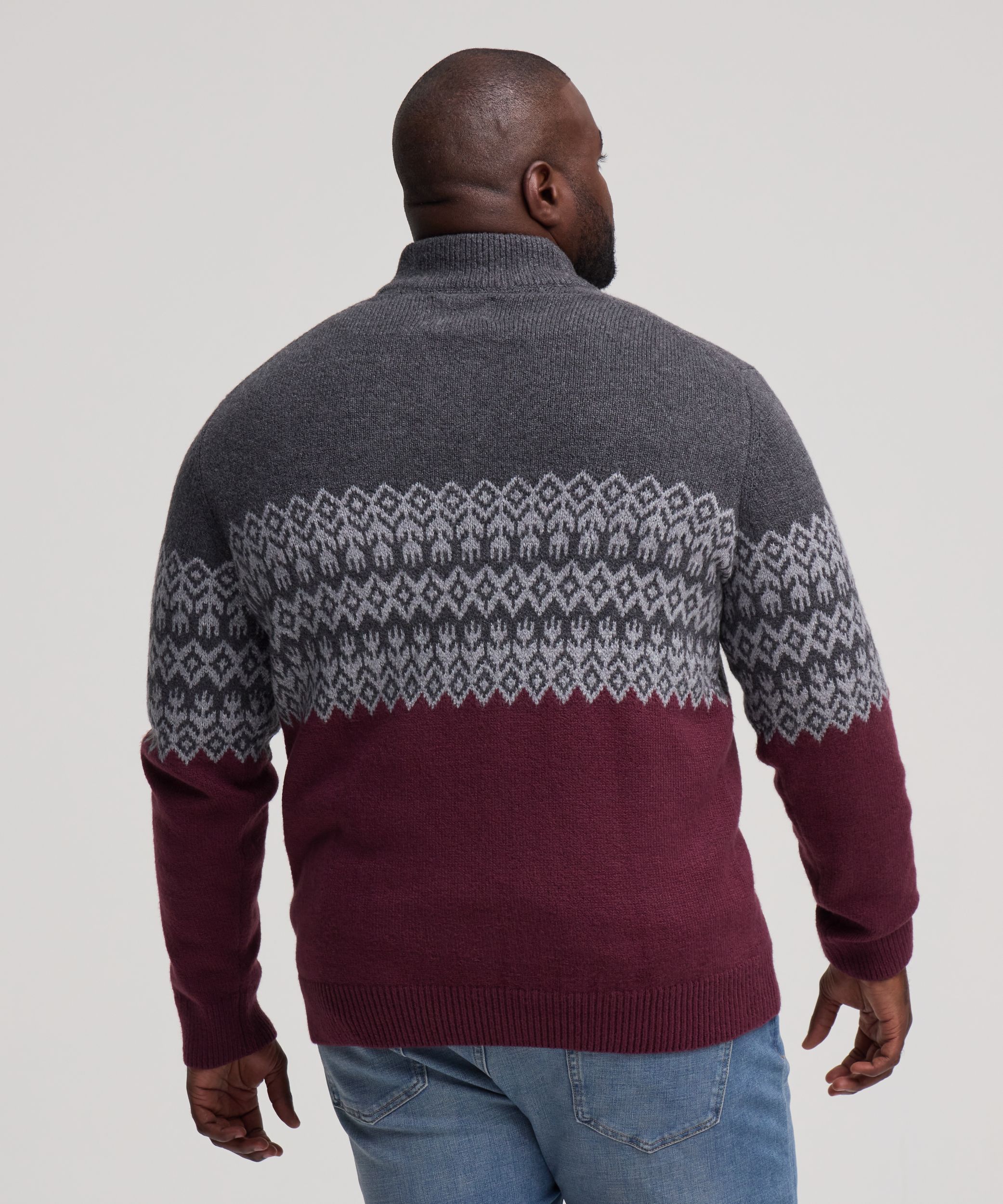 Chandail à motif jacquard avec col cheminée et fermeture à boutons&nbsp;1/4 pour hommes, WindRiver