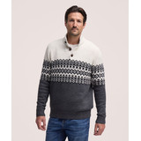 Chandail à motif jacquard avec col cheminée et fermeture à boutons&nbsp;1/4 pour hommes, WindRiver