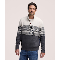 Chandail à motif jacquard avec col cheminée et fermeture à boutons&nbsp;1/4 pour hommes, WindRiver