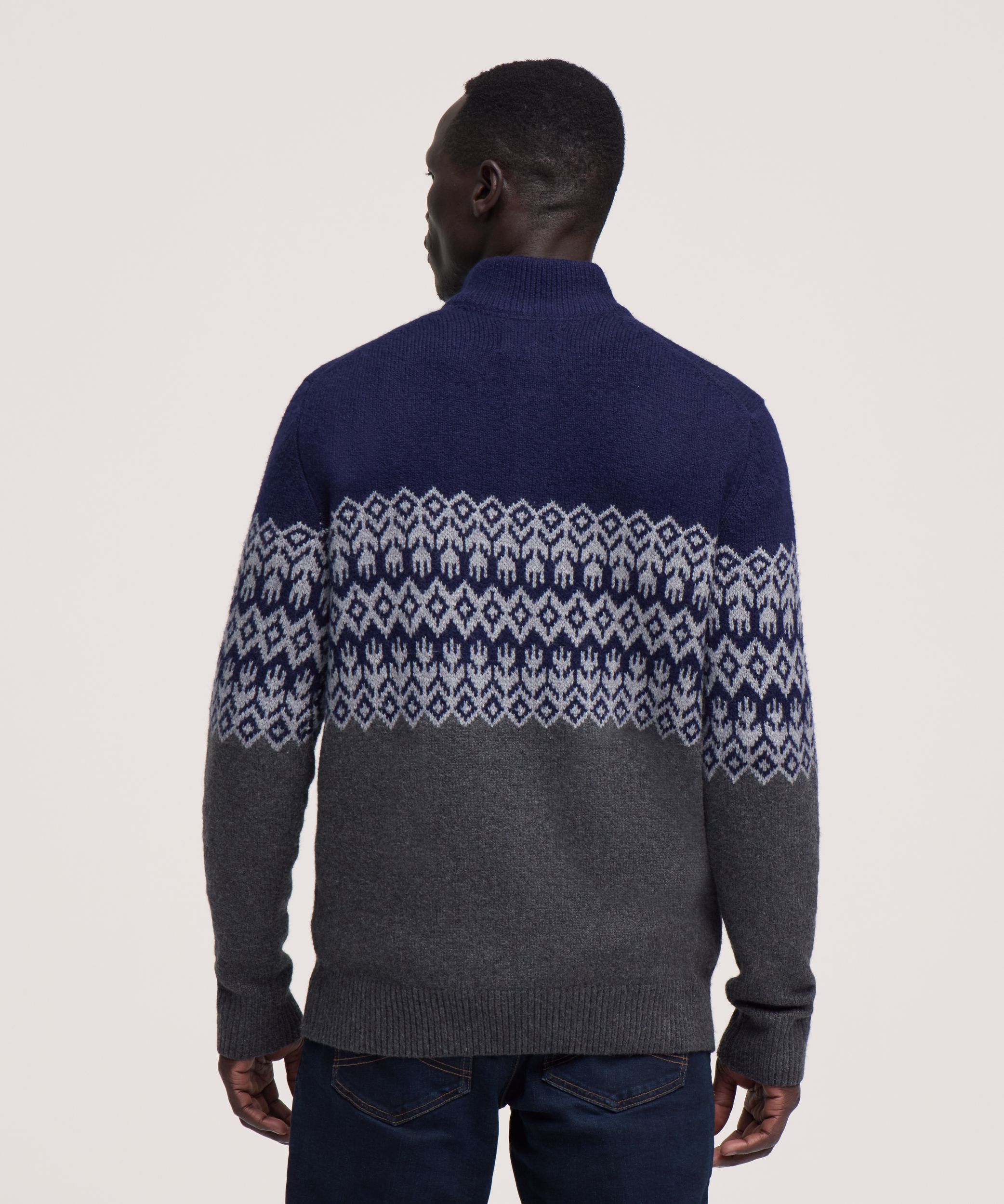 Chandail à motif jacquard avec col cheminée et fermeture à boutons&nbsp;1/4 pour hommes, WindRiver