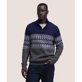 WindRiver Men's Fair Isle 1/4 Button Mockneck Sweater