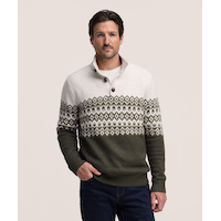 Chandail à motif jacquard avec col cheminée et fermeture à boutons&nbsp;1/4 pour hommes, WindRiver
