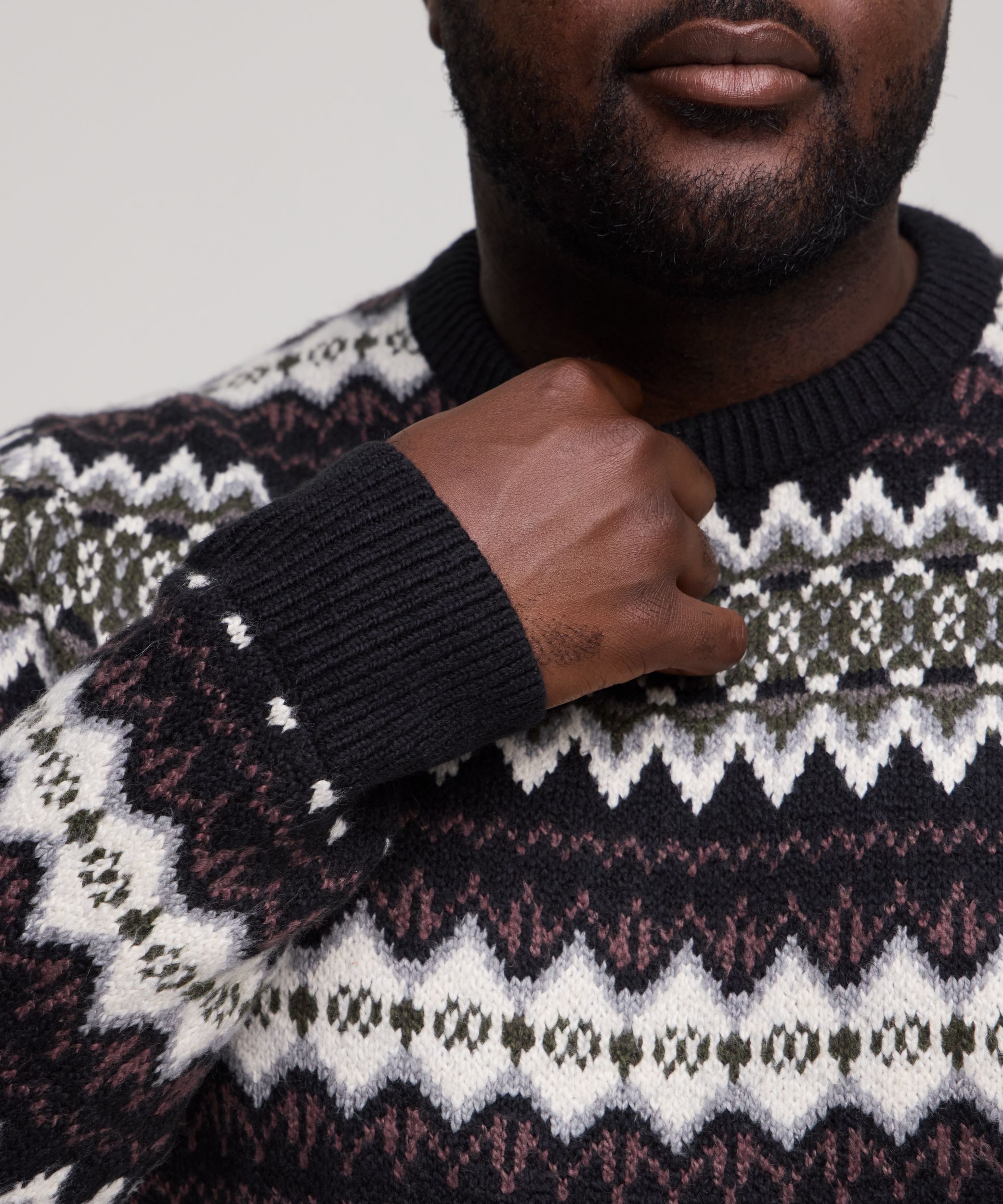 Chandail à motif jacquard et col ras du cou pour hommes, WindRiver