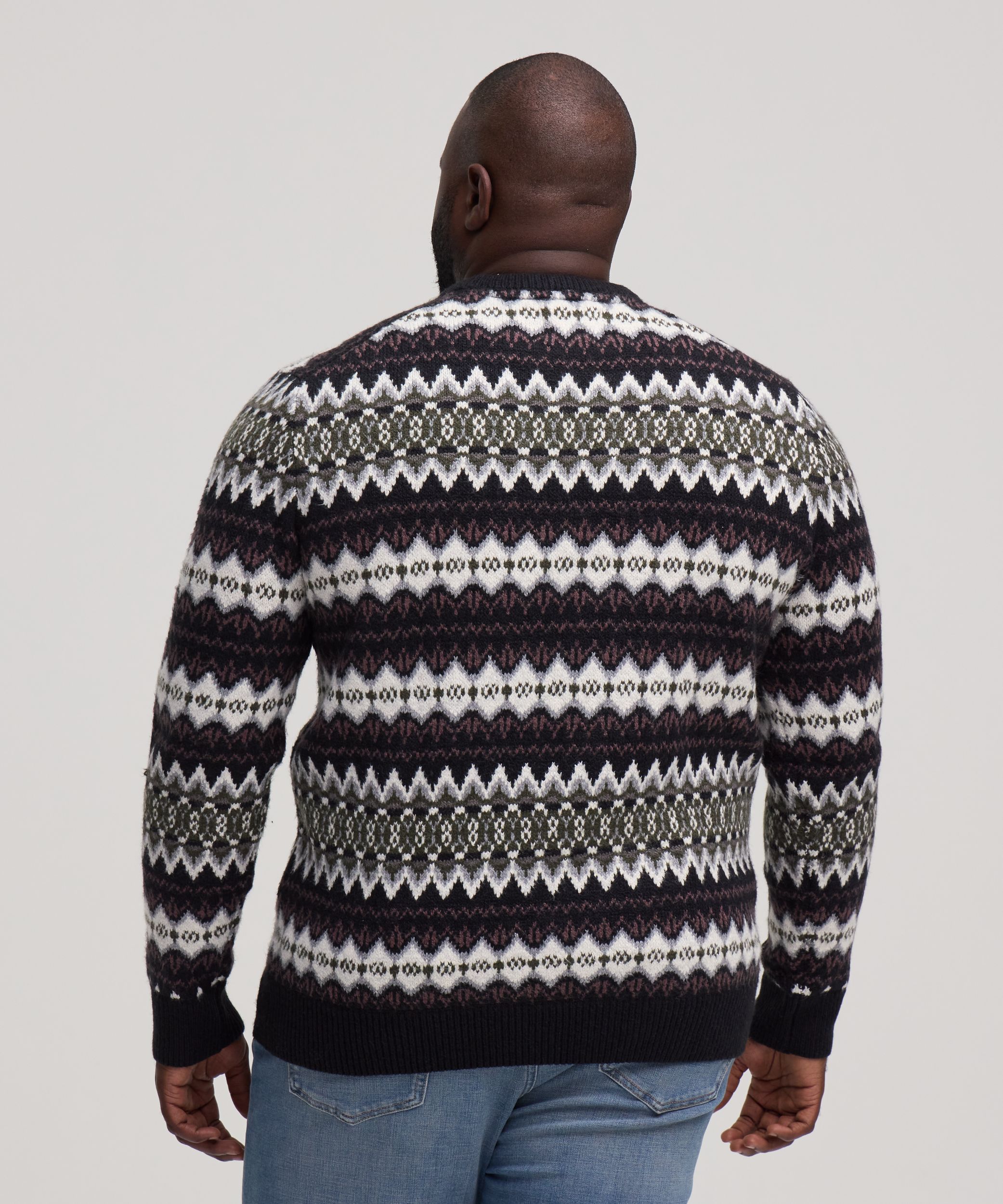 Chandail à motif jacquard et col ras du cou pour hommes, WindRiver