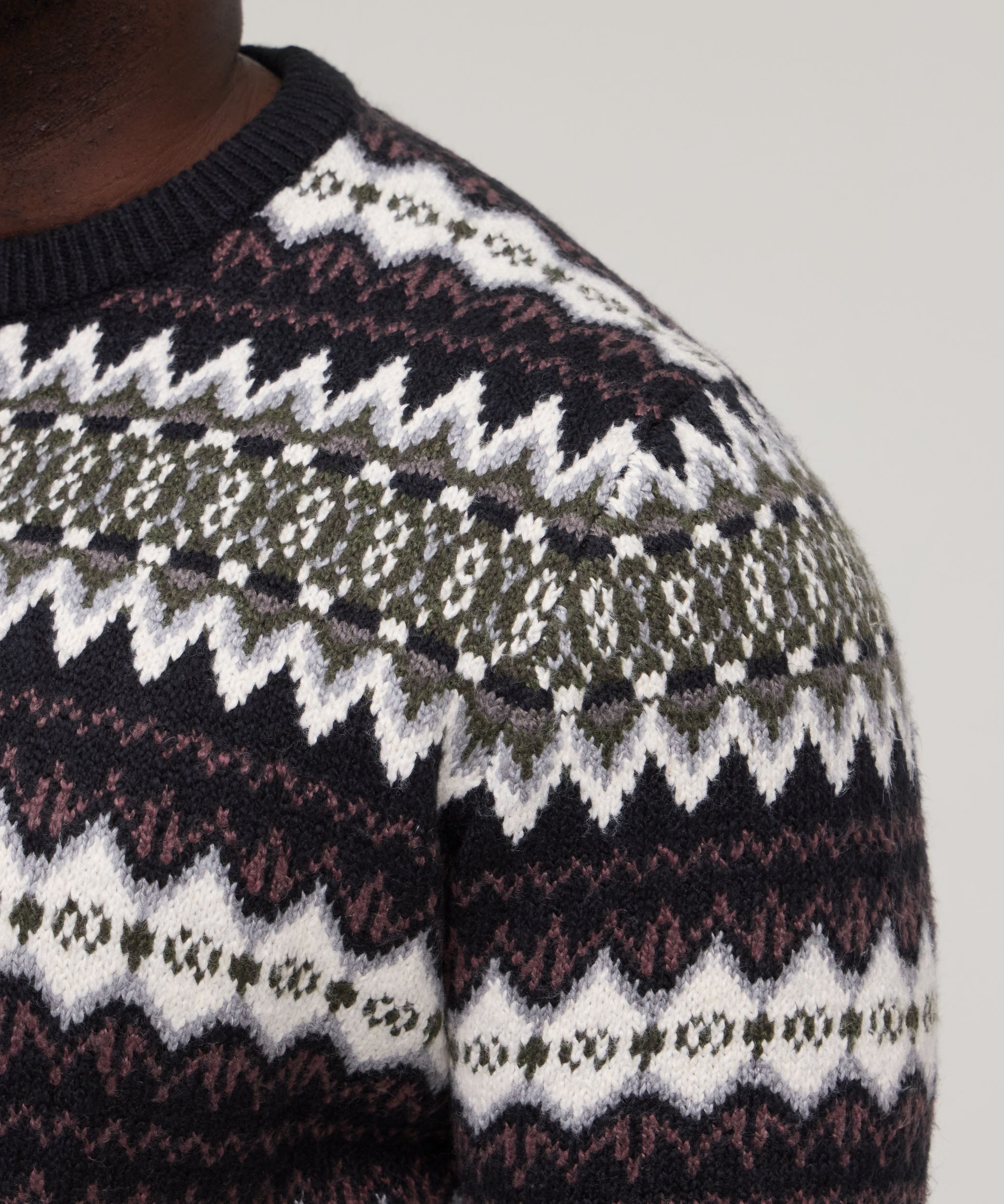 Chandail à motif jacquard et col ras du cou pour hommes, WindRiver