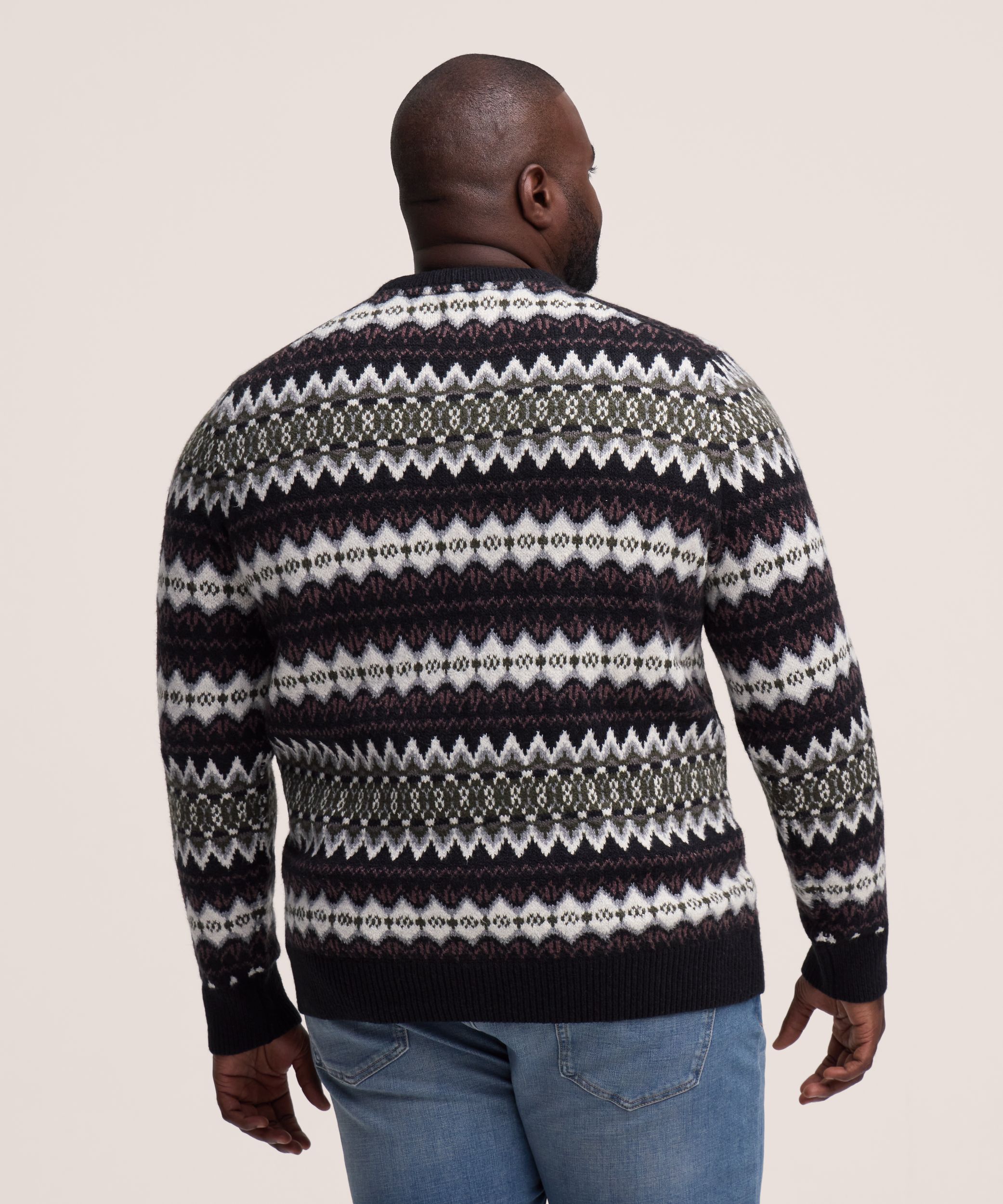 Chandail à motif jacquard et col ras du cou pour hommes, WindRiver