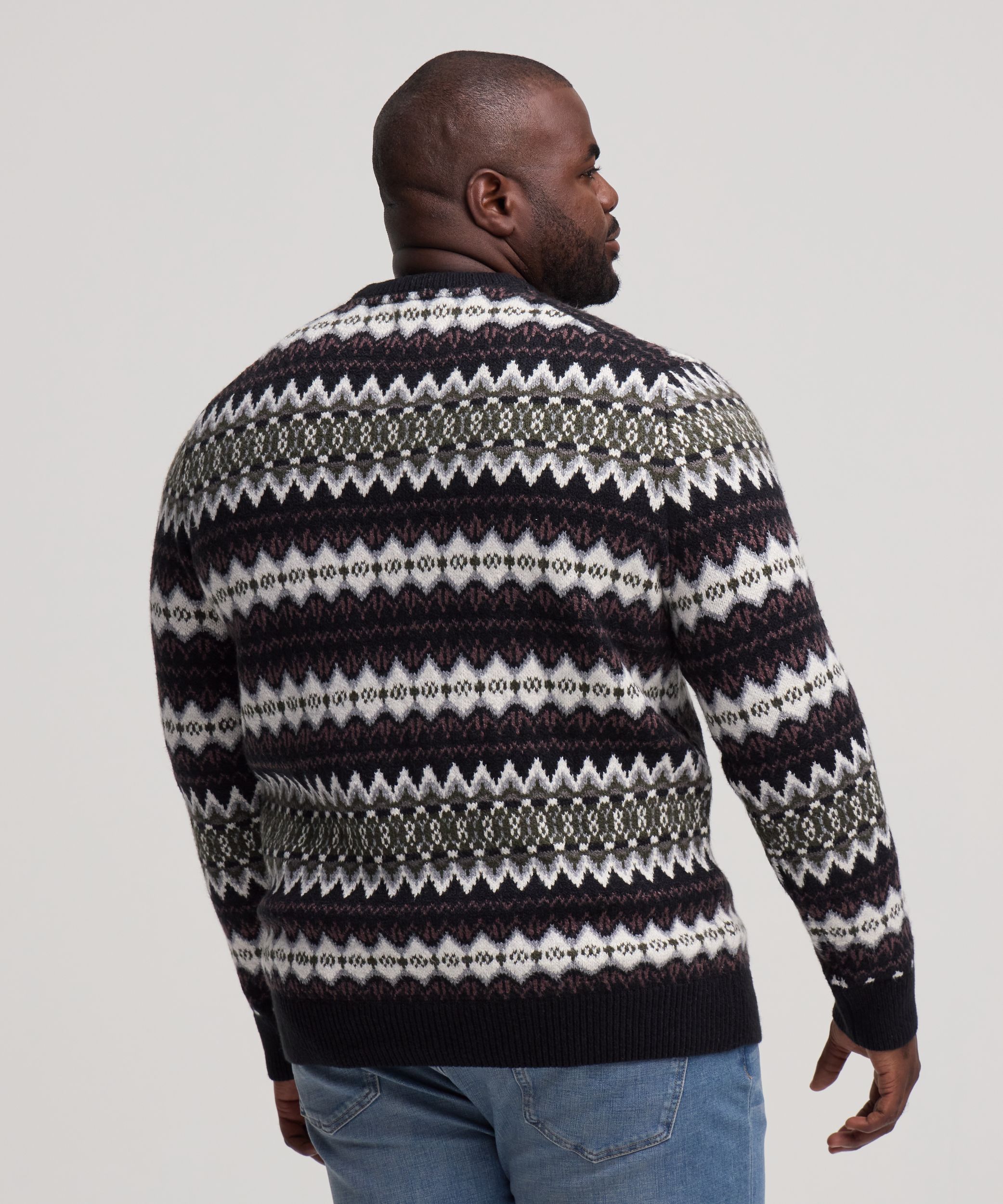 Chandail à motif jacquard et col ras du cou pour hommes, WindRiver