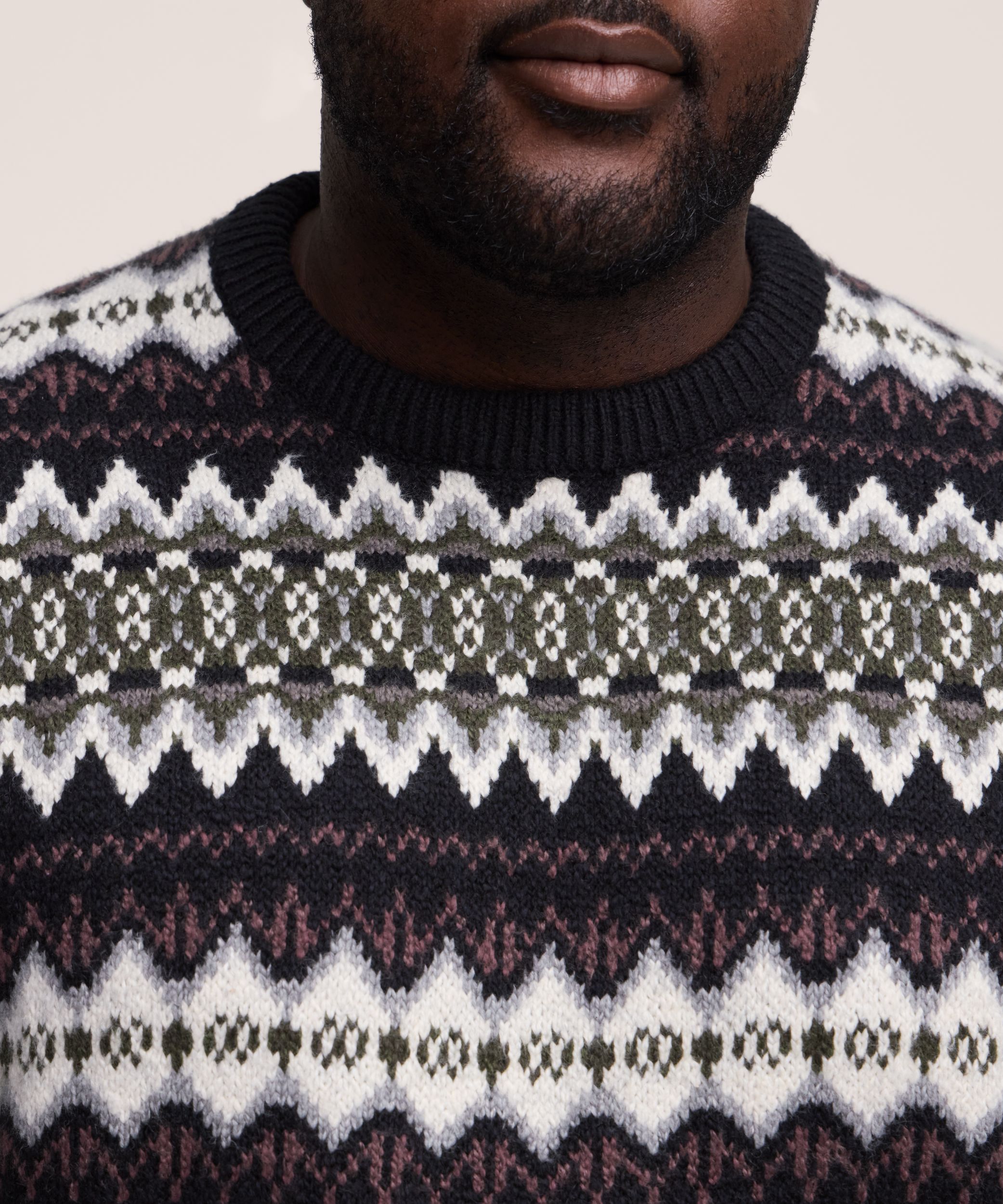 Chandail à motif jacquard et col ras du cou pour hommes, WindRiver