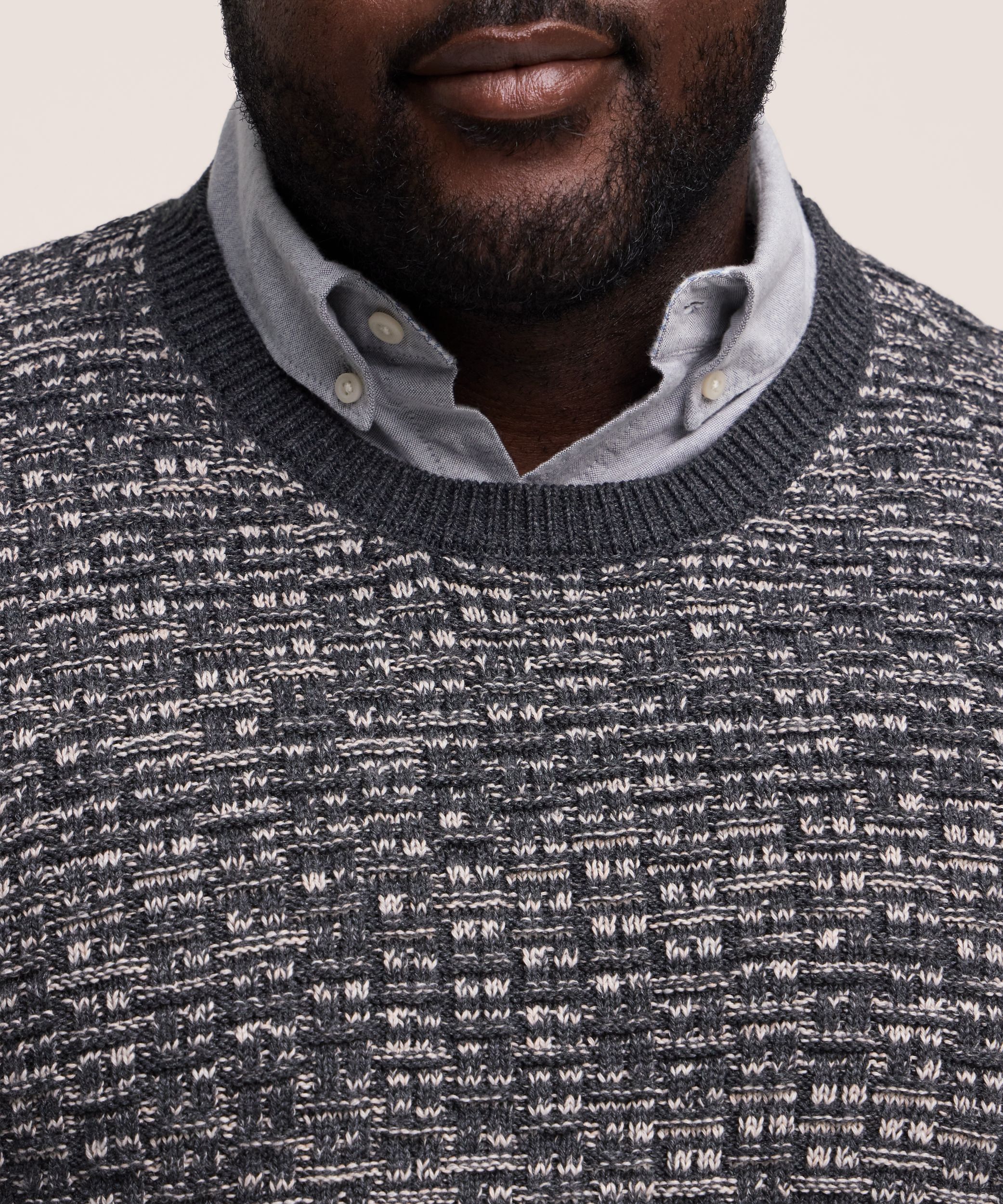 Chandail texturé à col ras du cou pour hommes, Denver Hayes