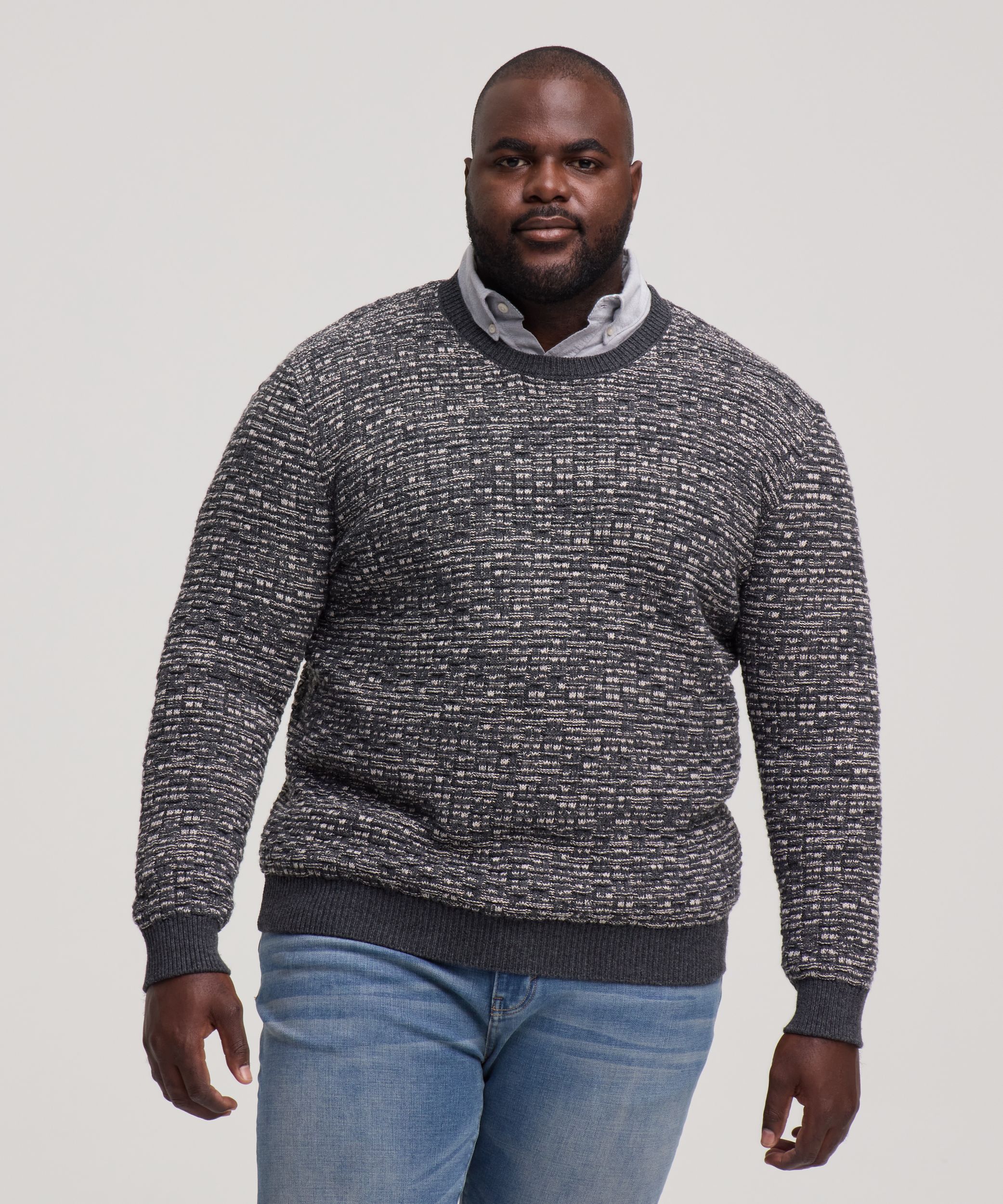 Chandail texturé à col ras du cou pour hommes, Denver Hayes