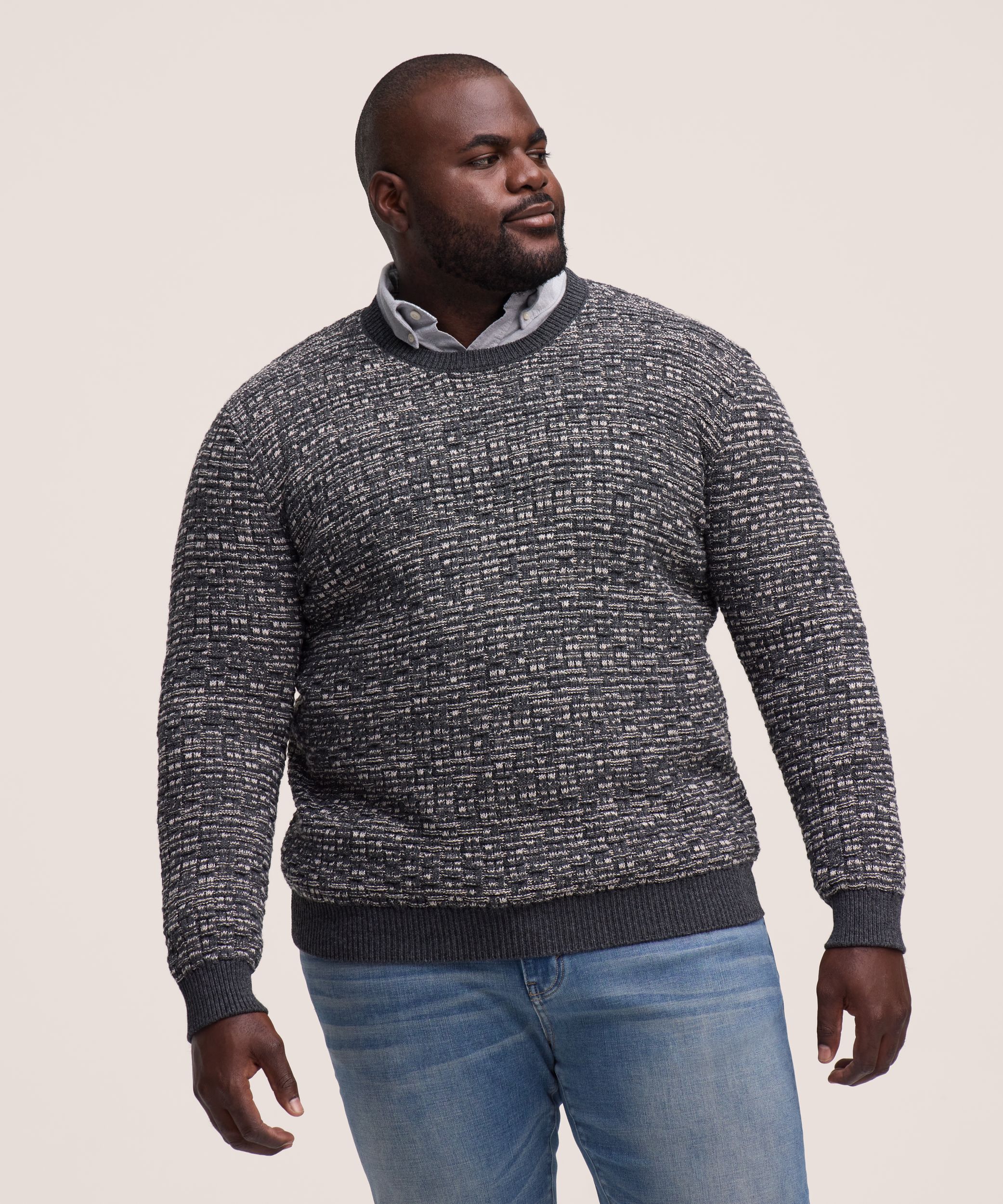 Chandail texturé à col ras du cou pour hommes, Denver Hayes