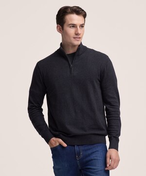 Chandail en coton doux à glissière 1/4 pour hommes, Denver Hayes