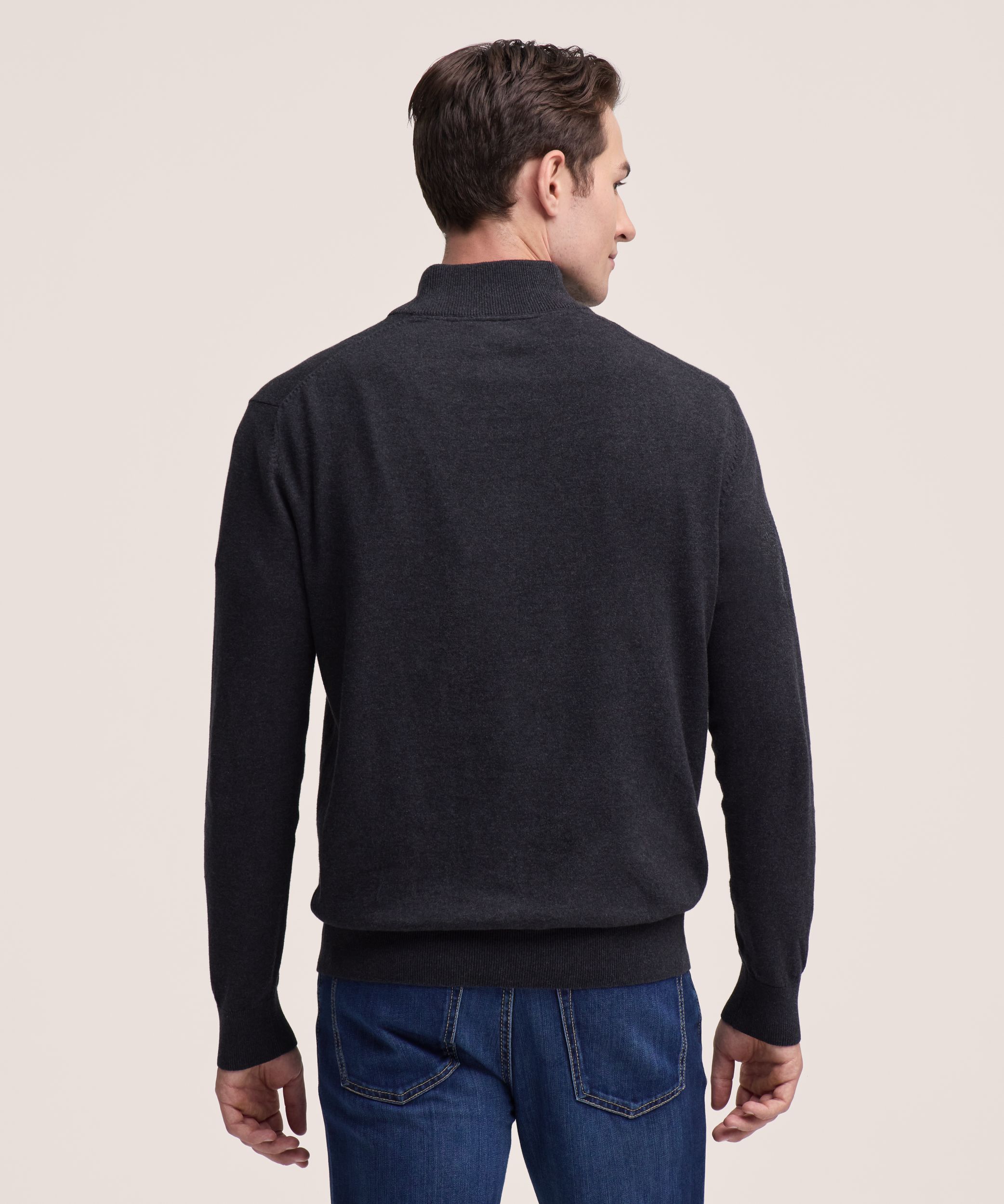 Chandail en coton doux à glissière 1/4 pour hommes, Denver Hayes