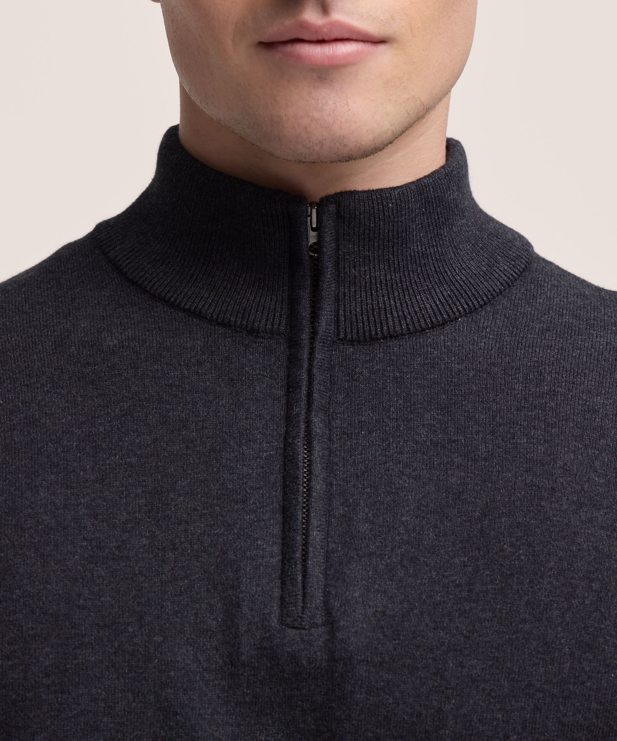 Chandail en coton doux à glissière 1/4 pour hommes, Denver Hayes