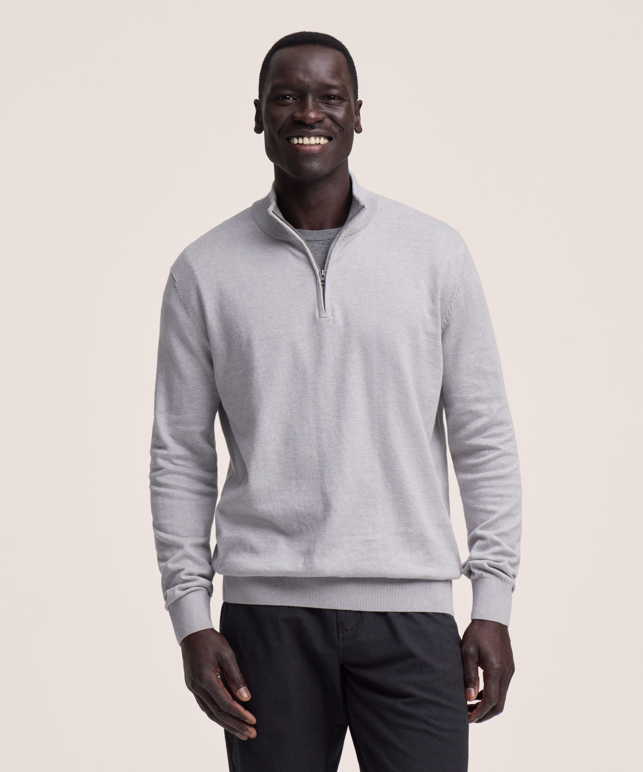 Denver Hayes Men's Soft Cotton 1/4 Zip Sweater