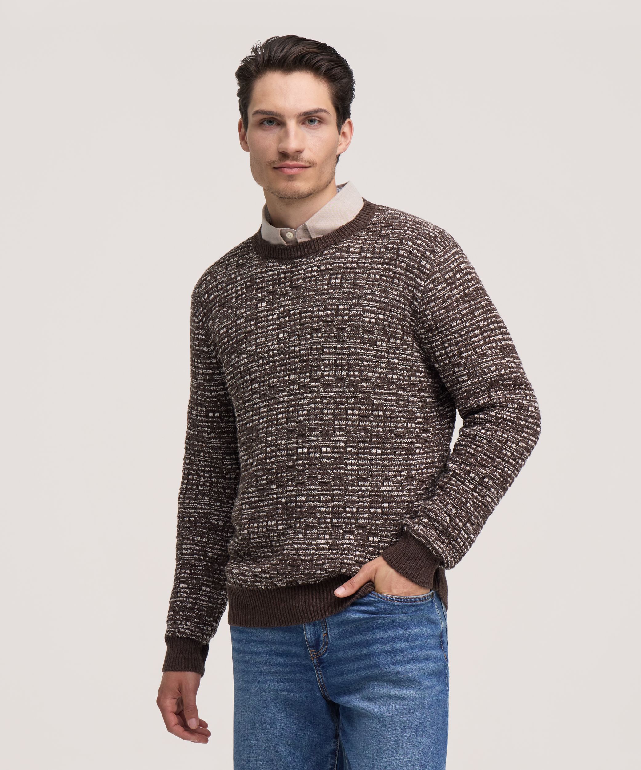 Denver Hayes Men's Textured Crewneck Sweater