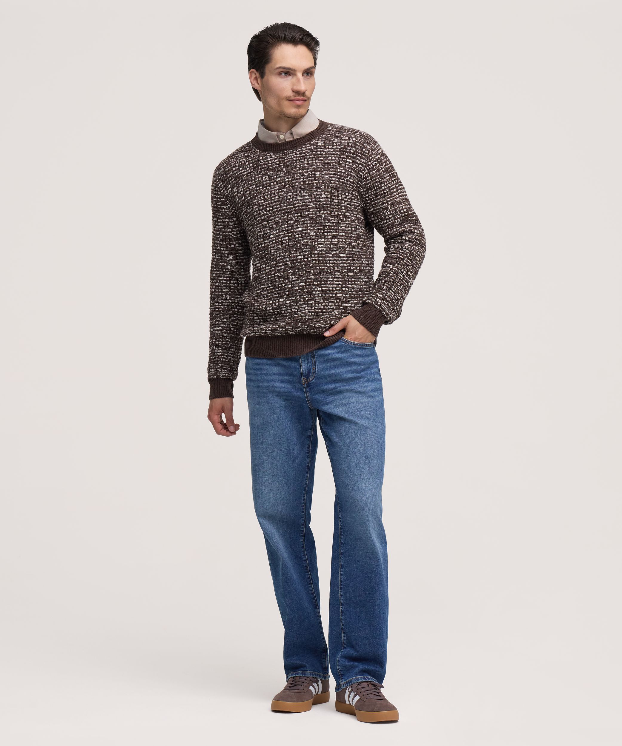 Denver Hayes Men's Textured Crewneck Sweater