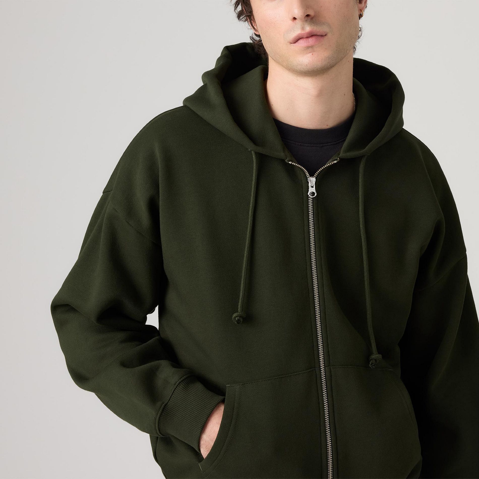 Chandail en molleton à coupe carrée et à glissière pleine longueur pour hommes, Levi’s