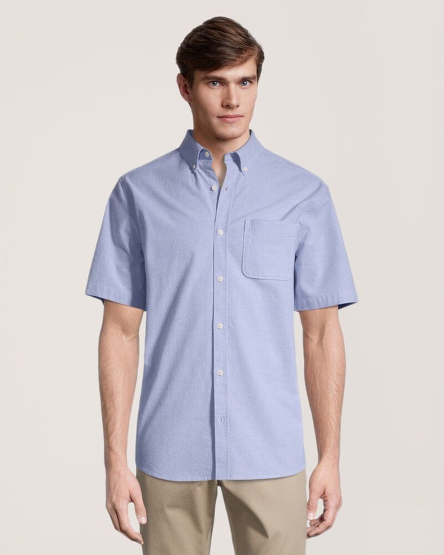 Denver Hayes Men's Classic Fit Short Sleeve Casual Oxford Shirt