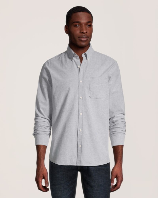 Denver Hayes Men's Stretch Oxford Modern Fit Long Sleeve Button Down Shirt