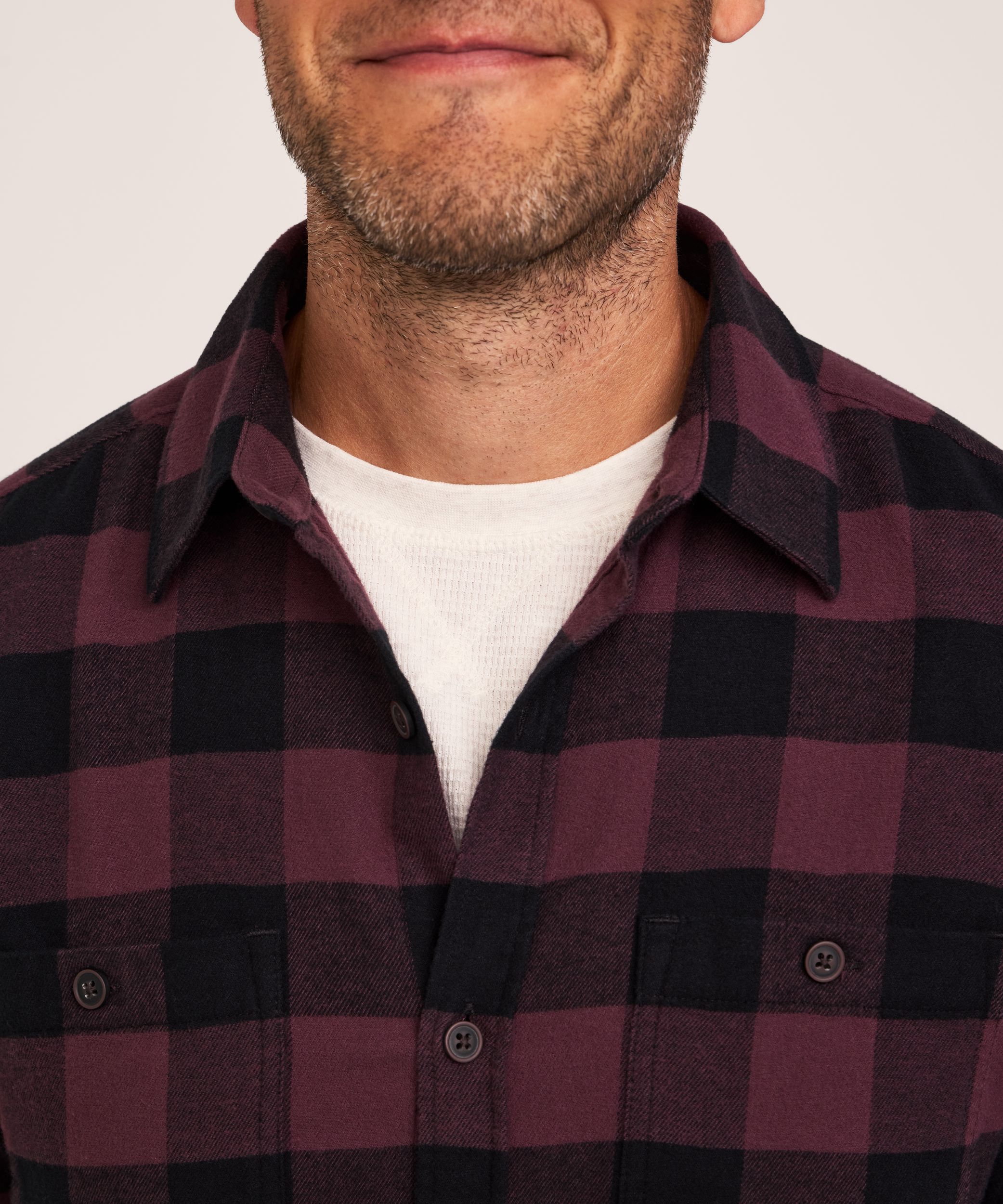 WindRiver Men's Stretch Regular Fit Basic Flannel Shirt