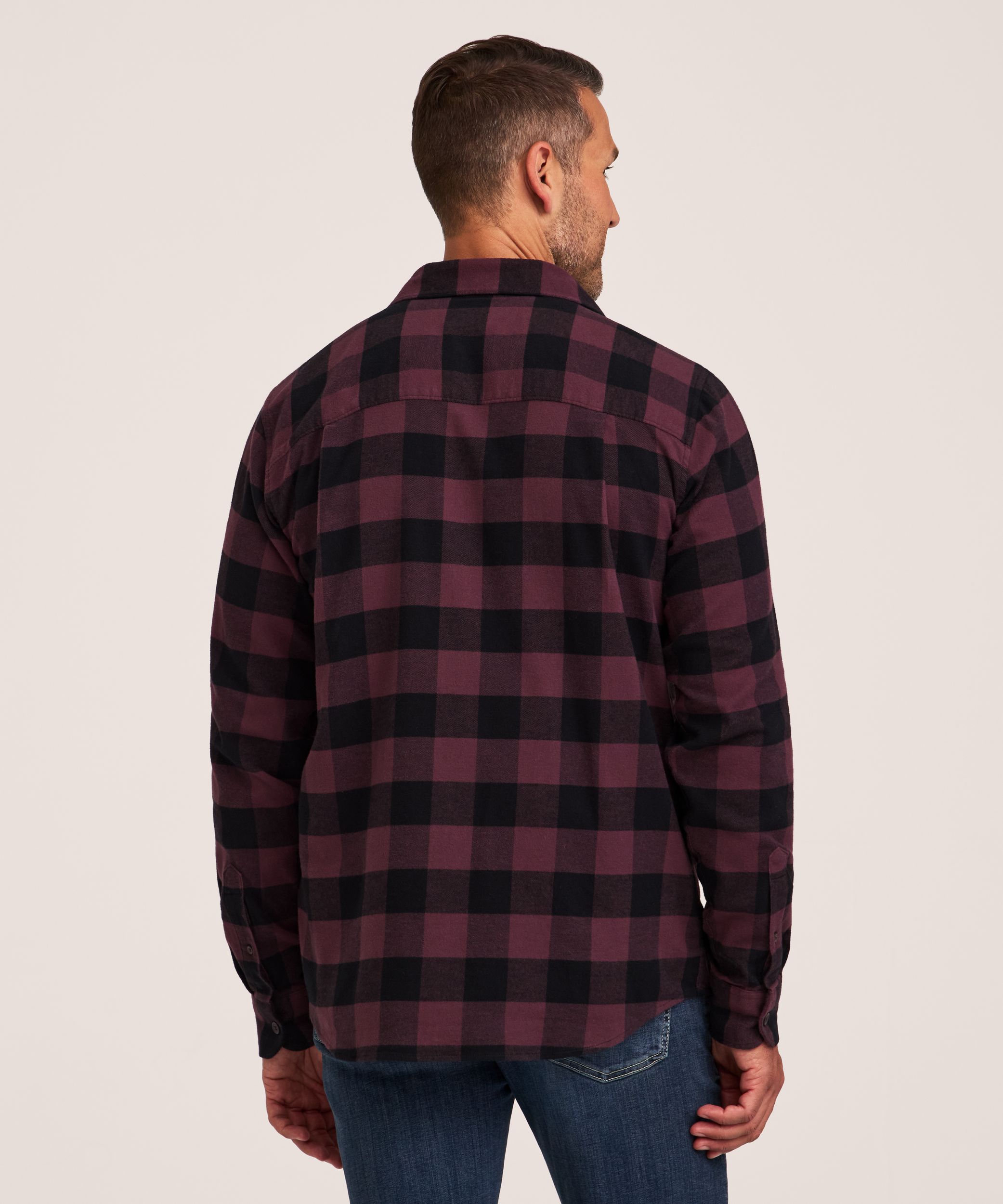 WindRiver Men's Stretch Regular Fit Basic Flannel Shirt