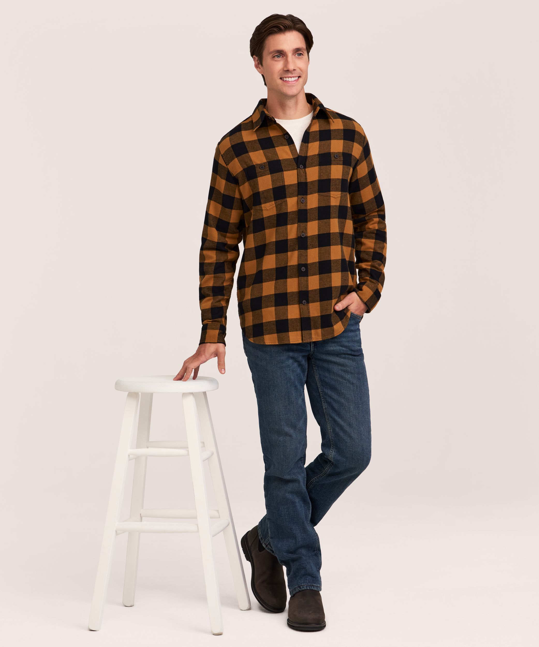 Chemise en flanelle de base extensible pour hommes, WindRiver