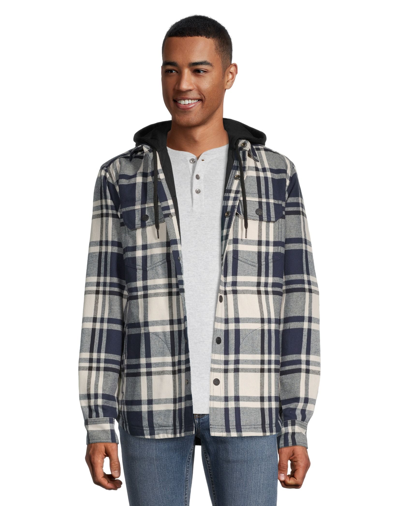 Quilted Flannel Shirt Jacket with Pockets