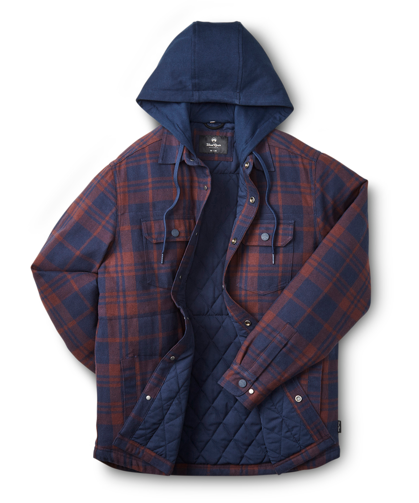 WindRiver Men's Lined T-Max Insulated Flannel Hooded Cotton Shacket