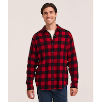 WindRiver Men's Stretch Regular Fit Basic Flannel Shirt Front_Flat