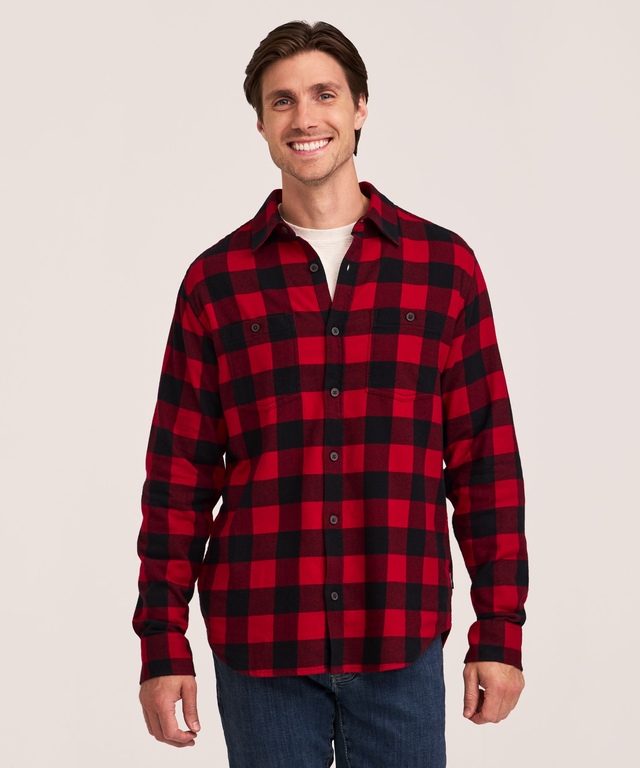 WindRiver Men's Stretch Regular Fit Basic Flannel Shirt