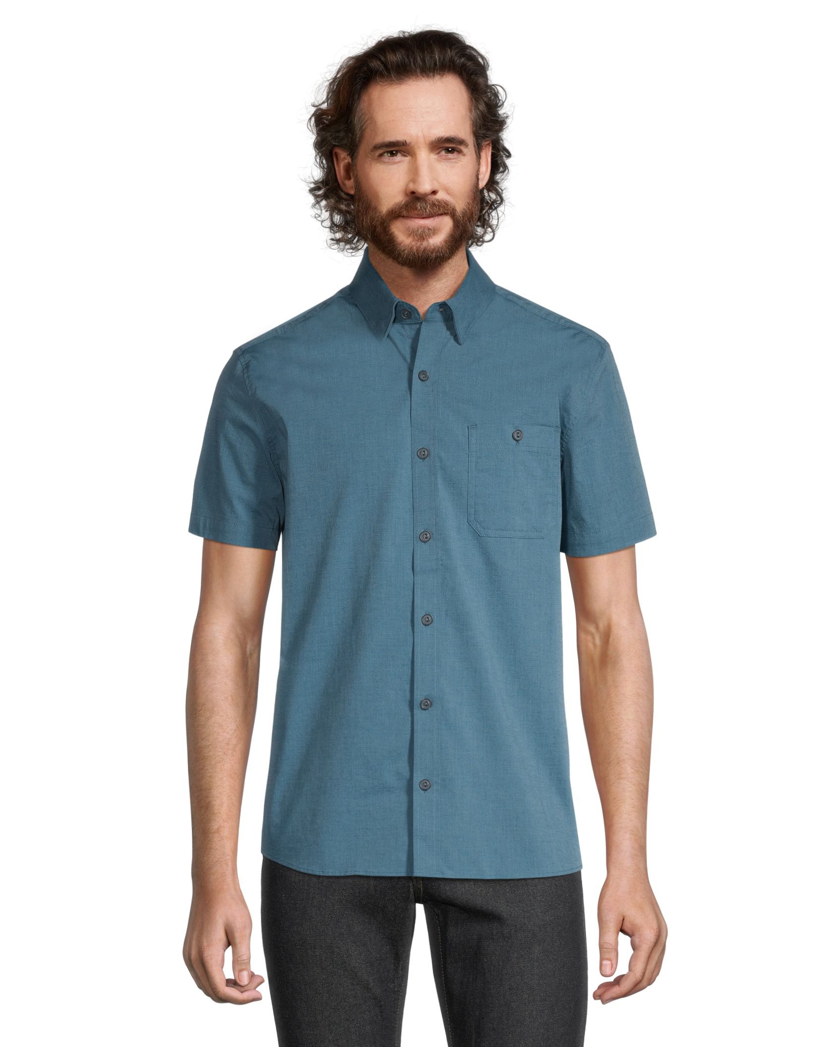 Denver Hayes Men's Premium End on End Modern Fit Short Sleeve Shirt | Marks