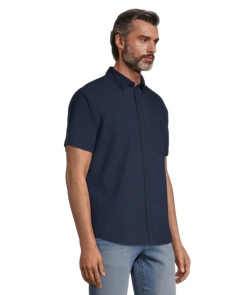 Denver Hayes Men's Premium Seersucker Modern Fit Short Sleeve 