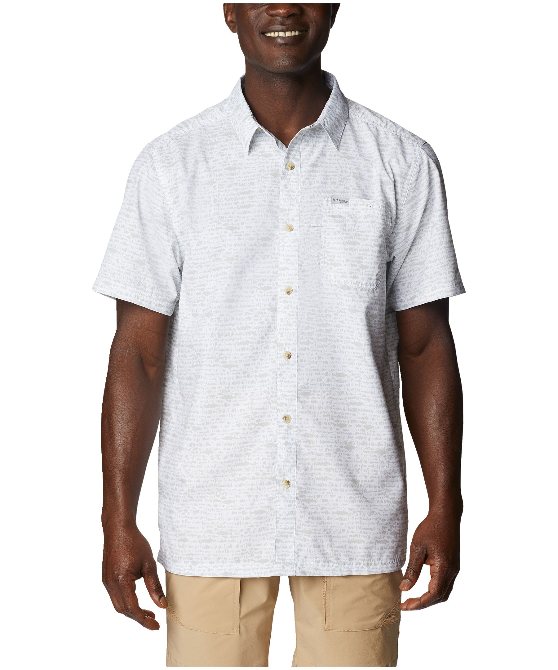 Chemise de camping à manches courtes avec protection Omni Shade pour hommes, Columbia, Super Slack Tide