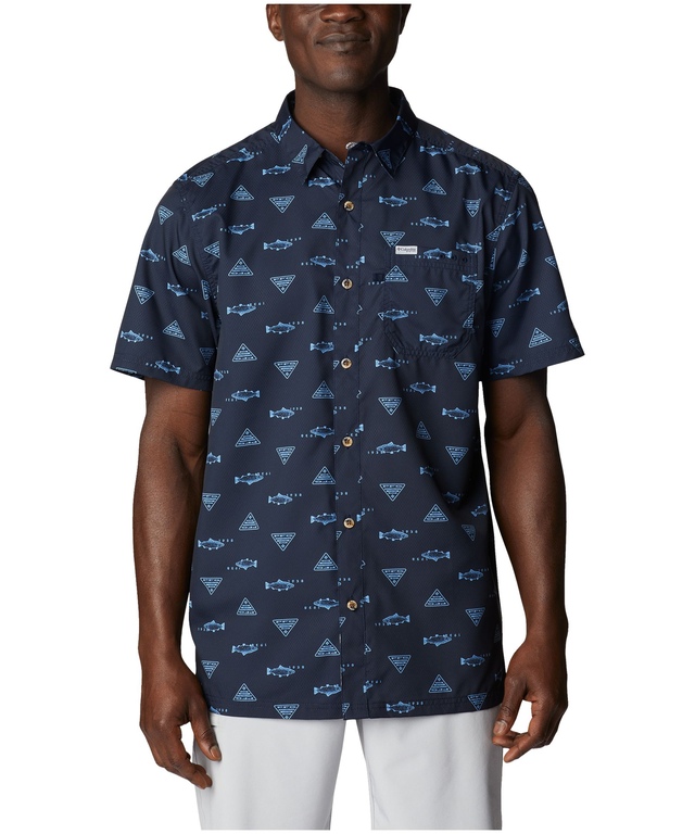 Chemise de camping à manches courtes avec protection Omni Shade pour hommes, Columbia, Super Slack Tide