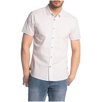 Black Bull Men's Ellis Printed Poplin Short Sleeve Slim Fit Shirt Front_Flat