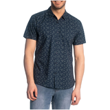 Chemise à manches courtes en popeline avec imprimé pour hommes, Black Bull, Ellis Front_Flat